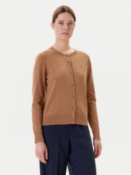 Tommy Hilfiger Kardigan WW0WW42370 Brązowy Regular Fit. Brązowe kardigany TOMMY HILFIGER, l, bez wzorów, z bawełny. Za 519.99 zł.