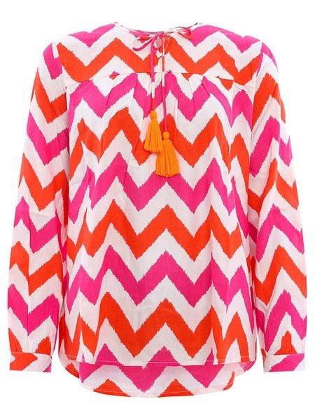 Zwillingsherz Bluzka "Zick Zack" w kolorze różowym rozmiar: S/M. Różowe bluzki Zwillingsherz, m, bez wzorów, z wiskozy, bez kołnierzyka, bez ramiączek. Za 130.50 zł.