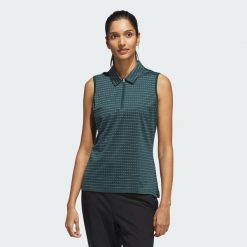 Koszulka polo bez rękawów z prążkowaną dzianiną żakardową Ultimate365. Niebieskie koszulki polo Adidas, m, bez wzorów, z dzianiny, bez kołnierzyka, bez ramiączek. Za 279.00 zł.