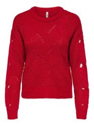 ONLY Sweter w kolorze czerwonym rozmiar: L. Czerwone swetry Only, l, bez wzorów, ze splotem, bez ramiączek. Za 105.88 zł.