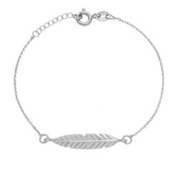 Bransoletka ze srebrnym Piórem na łańcuszku. Szare bransoletki Lilou, srebrne. Za 199.00 zł.