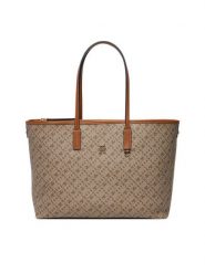 Tommy Hilfiger Torebka Th Monoplay Leather Tote AW0AW17416 Beżowy jasny. Brązowe shopper TOMMY HILFIGER, bez wzorów, ze skóry, bez dodatków. Za 849.99 zł.