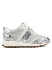 Geox Skórzane sneakersy "Dtabelya" w kolorze srebrno-szarym rozmiar: 38. Szare trampki Geox, bez wzorów, z nubiku, bez zapięcia. Za 152.98 zł.