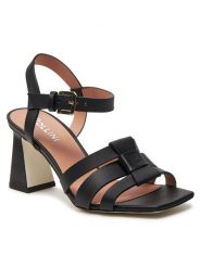Pollini Sandały SA16607C0ITT0000 Czarny. Czarne sandały Pollini, bez wzorów, ze skóry, bez obcasa, na słupku, bez zapięcia. Za 1,829.00 zł.