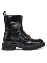 TWINSET Botki 252TGT082 Czarny. Czarne botki Twinset, bez wzorów, ze skóry, bez obcasa, na płaskiej podeszwie, bez zapięcia. Za 1,099.00 zł.