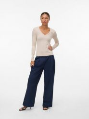 Vero Moda Koszulka w kolorze beżowym rozmiar: L. Brązowe bluzki Vero Moda, l, bez wzorów, bez kołnierzyka, bez ramiączek. Za 70.41 zł.