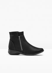 Botki. Czarne botki bonprix, bez wzorów, bez obcasa, bez zapięcia. Za 132.99 zł.