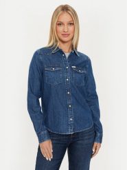 Guess Jeans Koszula jeansowa W4YH35 D5EI3 Granatowy Classic Fit. Niebieskie koszule Guess Jeans, s, z aplikacjami, z bawełny, bez kołnierzyka, bez ramiączek. Za 229.99 zł.