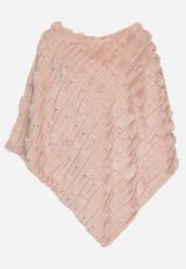 Różowe Ponczo Ozdobione Tłoczeniem Dairis. Czerwone swetry Born2be, uniwersalny, z aplikacjami, z jeansu, bez ramiączek. Za 159.99 zł.