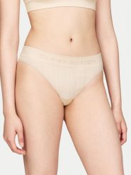 Tommy Hilfiger Stringi UW0UW05503 Beżowy. Brązowe stringi TOMMY HILFIGER, bez wzorów, z syntetyku. Za 59.99 zł.