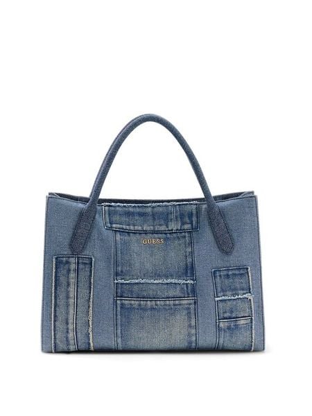 Guess Torebka Jodi HWDM97 69220 Niebieski. Niebieskie shopper Guess, z aplikacjami, z materiału, bez dodatków. Za 444.99 zł.