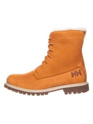 Helly Hansen Skórzane botki "Marion" w kolorze jasnobrązowym rozmiar: 36. Pomarańczowe botki Helly Hansen, bez wzorów, z materiału, bez obcasa, bez zapięcia. Za 228.92 zł.