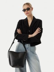 Calvin Klein Torebka Foil Logo Medium LV04F3736G Czarny. Czarne torebki klasyczne Calvin Klein, bez wzorów, ze skóry, bez dodatków. Za 529.99 zł.