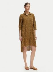 Iconique Sukienka letnia Ella IC26-082 Khaki Relaxed Fit. Brązowe sukienki Iconique, na lato, l, bez wzorów, z bawełny, bez kołnierzyka, bez ramiączek. Za 519.99 zł.