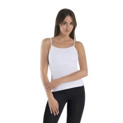 Koszulka na ramiączkach biustonosz Teyli Cami. Białe koszulki sportowe Teyli, bez wzorów, z bawełny, bez ramiączek, na fitness i siłownię. Za 99.95 zł.