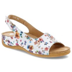 Białe Wzorzyste Sandały Armodo Eleganckie Obuwie Damskie. Białe sandały Armodo, bez wzorów, eleganckie, bez obcasa, bez zapięcia. Za 224.99 zł.