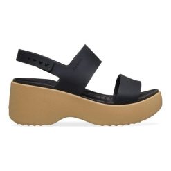 Damskie sandały Crocs Brooklyn Sky Sandal 212250-0RI. Czarne sandały Crocs, bez wzorów, z materiału, z okrągłym noskiem, bez obcasa, bez zapięcia. Za 259.00 zł.