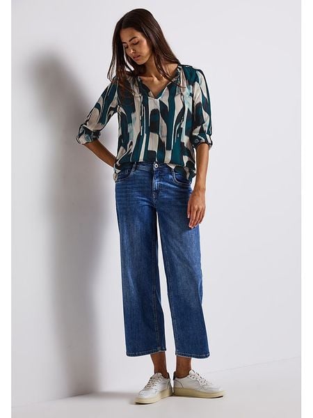 Street One Bluzka w kolorze kremowo-morskim rozmiar: 38. Niebieskie bluzki Street One, s, bez wzorów, z wiskozy, klasyczne, bez kołnierzyka, bez ramiączek. Za 87.40 zł.