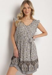 Czarna Wiskozowa Sukienka o Rozkloszowanym Kroju z Wiązanym Paskiem Sepona. Czarne sukienki Born2be, na co dzień, m, z aplikacjami, z wiskozy, eleganckie, bez kołnierzyka, bez ramiączek, mini, rozkloszowane. Za 39.99 zł.
