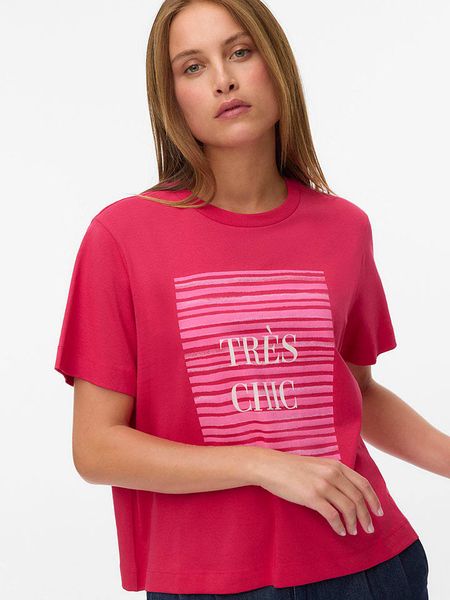 Vero Moda Koszulka w kolorze różowym rozmiar: S. Różowe bluzki Vero Moda, s, bez wzorów, z bawełny, bez kołnierzyka, bez ramiączek. Za 40.95 zł.