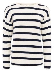Zwillingsherz Sweter "Stripes" w kolorze kremowo-granatowym rozmiar: XL. Brązowe swetry Zwillingsherz, xl, bez wzorów, z kaszmiru, bez ramiączek. Za 215.71 zł.