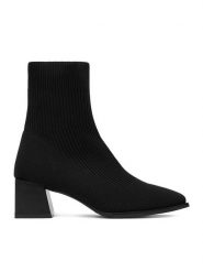 DeeZee Botki 9503A Czarny. Czarne botki DeeZee, bez wzorów, z materiału, bez obcasa, na słupku, bez zapięcia. Za 179.99 zł.