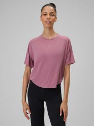 4F Koszulka do jogi regular szybkoschnąca damska - różowa XS. Czerwone koszulki sportowe 4f, bez wzorów, z dzianiny, bez ramiączek, na jogę i pilates. Za 129.99 zł.