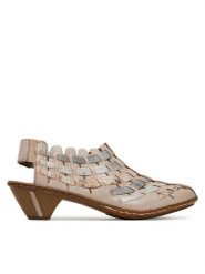 Rieker Czółenka CEO-46778-64 Beżowy. Brązowe czółenka Rieker, bez wzorów, ze skóry, bez obcasa, na obcasie, bez zapięcia. Za 349.99 zł.