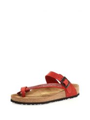 Comfortfusse Skórzane japonki w kolorze czerwonym rozmiar: 37. Czerwone klapki Comfortfüße, bez wzorów, z otwartym noskiem, bez obcasa. Za 252.99 zł.