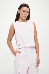 Top damski lniany Unione MARELLA MONOCHROME. Topy Marella, bez wzorów, ze lnu, bez kołnierzyka, bez ramiączek. Za 769.00 zł.