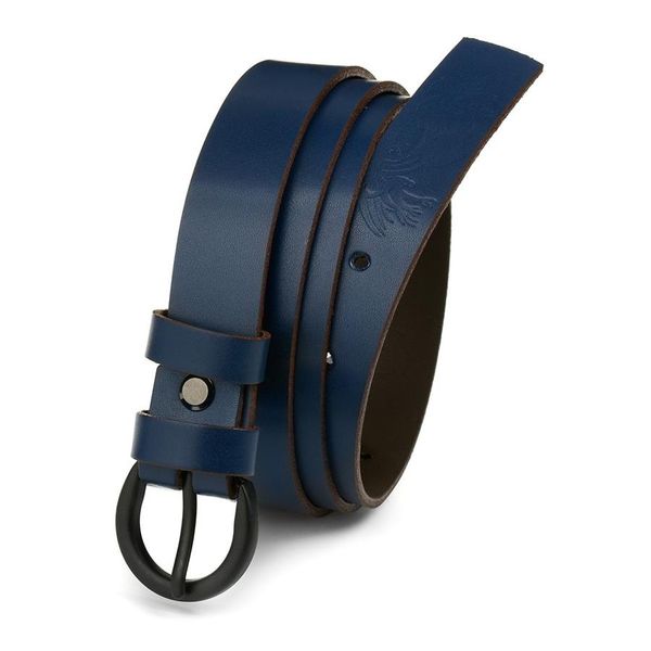 Pasek skórzany BELTIMORE granatowy A53 r.105-120 cm. Niebieskie paski bez wzorów. Za 47.90 zł.