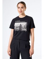 Garcia Koszulka w kolorze czarnym rozmiar: M. Czarne bluzki Garcia, m, bez wzorów, z bawełny, bez kołnierzyka, bez ramiączek. Za 78.99 zł.