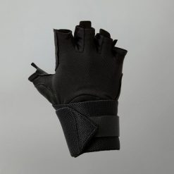 Rękawiczki do treningu siłowego Corength 900. Czarne rękawiczki DOMYOS, bez wzorów, z materiału, sportowe. Za 69.99 zł.