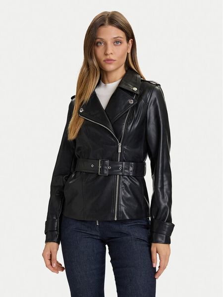 Morgan Kurtka z imitacji skóry 252-GPIL Czarny Regular Fit. Czarne kurtki Morgan, bez wzorów, ze skóry, bez kaptura. Za 369.99 zł.