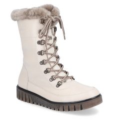 Botki Rieker. Brązowe botki Rieker, bez wzorów, bez obcasa, na płaskiej podeszwie, bez zapięcia. Za 307.99 zł.
