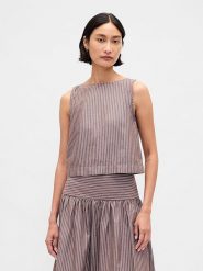 GAP Top w kolorze brązowo-białym rozmiar: XS. Brązowe topy GAP, xs, bez wzorów, z bawełny, bez kołnierzyka, bez ramiączek. Za 84.21 zł.