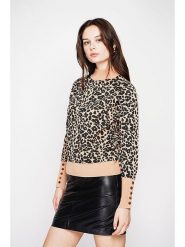 C& Jo Sweter w kolorze beżowo-czarnym rozmiar: 36. Brązowe swetry C& Jo, bez wzorów, ze splotem, bez ramiączek. Za 152.45 zł.