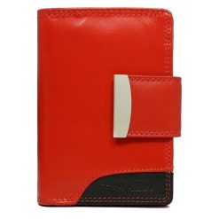 Portfel damski skórzany Cavaldi RD-04-CMN czerwony - CZERWONY Z CZARNYM. Czarne portfele 4U Cavaldi, bez wzorów, ze skóry. Za 54.99 zł.
