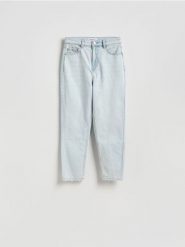 Jeansy mom fit - niebieski. Niebieskie jeansy Reserved, bez wzorów. Za 129.99 zł.