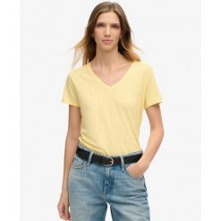 Koszulka z haftem V w slubie. Żółte koszulki sportowe Superdry, bez wzorów, z bawełny, bez ramiączek. Za 127.15 zł.