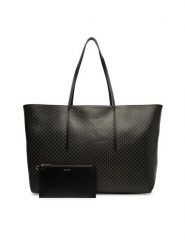 Calvin Klein Torebka Emblem Aop Large Tote W/ Pouch LV04F3364G Czarny. Czarne torebki klasyczne Calvin Klein, bez wzorów, ze skóry, bez dodatków. Za 699.99 zł.