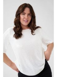 KAFFE curve Bluzka "Mirana" w kolorze białym rozmiar: L. Białe bluzki KAFFE curve, l, bez wzorów, bez kołnierzyka, bez ramiączek. Za 104.99 zł.