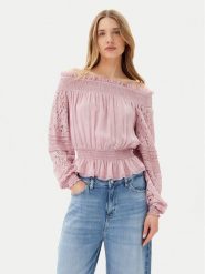 Guess Bluzka W5GH0S WE550 Różowy Regular Fit. Czerwone bluzki Guess, l, z aplikacjami, z wiskozy, bez kołnierzyka, bez ramiączek. Za 465.50 zł.
