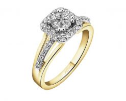 Pierścionek z żółtego i białego złota z diamentami - 0,67 ct - próba 585. Białe pierścionki Apart, z diamentem, złote. Za 11,990.00 zł.