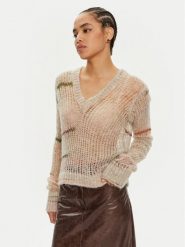 Patrizia Pepe Sweter 8K0228 K178-YA23 Beżowy Regular Fit. Brązowe swetry Patrizia Pepe, bez wzorów, z wełny, bez ramiączek. Za 999.99 zł.