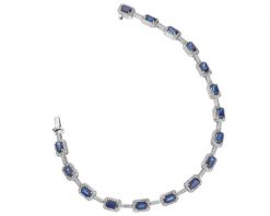 Bransoletka z białego złota z diamentami i szafirami - 19 cm - próba 585. Białe bransoletki Apart, z diamentem, złote. Za 22,990.00 zł.