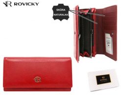 Portfel damski ROVICKY RPX-24A-ML Red czerwony. Czerwone portfele ROVICKY, bez wzorów, ze skóry. Za 60.80 zł.