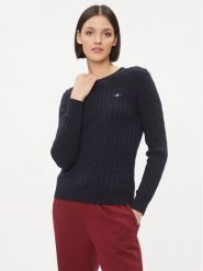 Gant Sweter 4800100 Granatowy Slim Fit. Niebieskie swetry GANT, xs, bez wzorów, z bawełny, bez ramiączek. Za 309.99 zł.