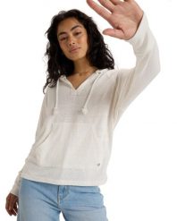 Bluza z kapturem dla Kobiety DESTINATION SURF Biały. Białe bluzy Roxy, s, bez wzorów, z bawełny, z kapturem. Za 219.99 zł.