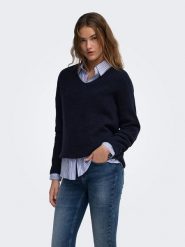 ONLY Sweter w kolorze granatowym rozmiar: XS. Niebieskie swetry Only, xs, bez wzorów, bez ramiączek. Za 89.95 zł.